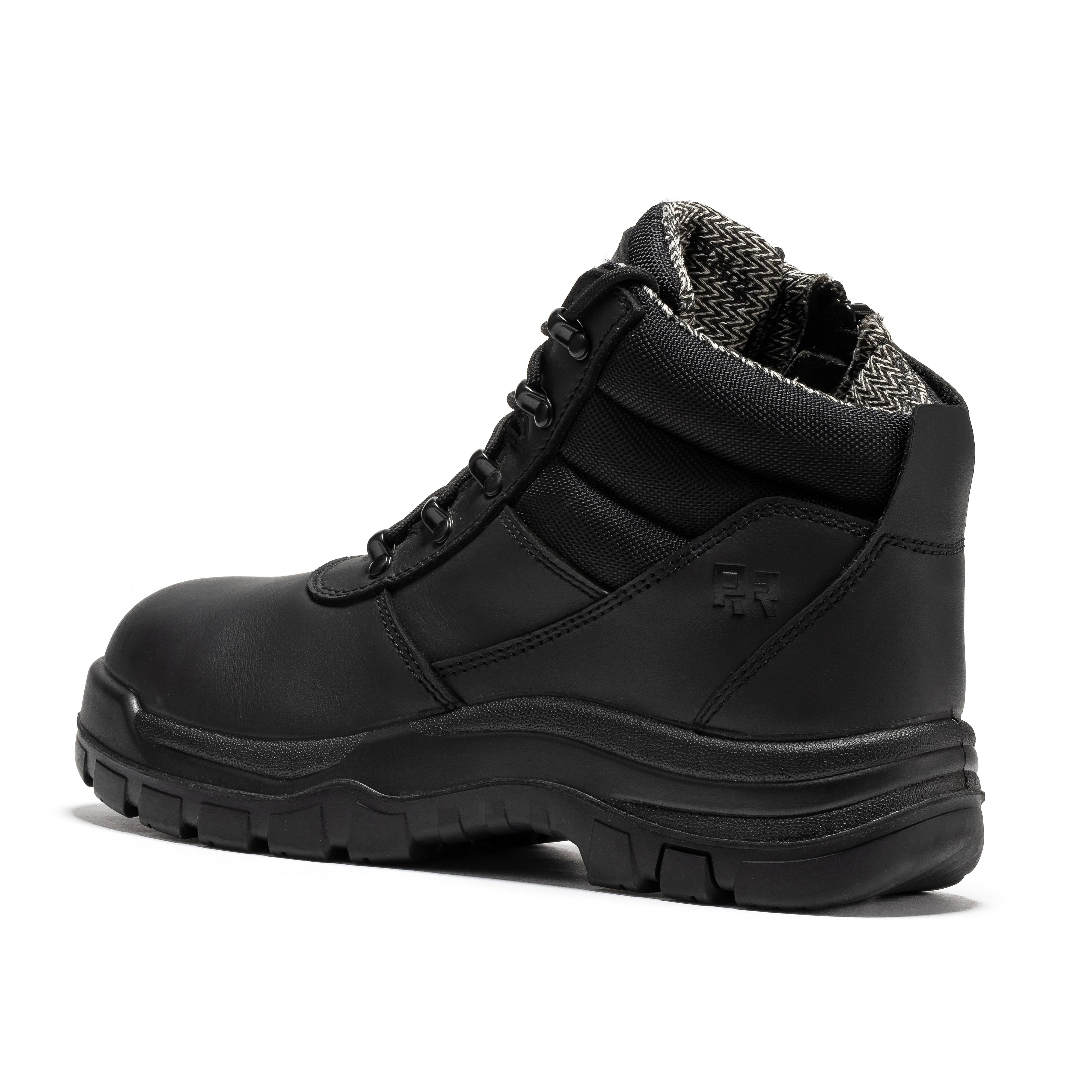 Avalon Black 6 Inch Zip-sided Composite Toe Leather Work Boots CP213BK