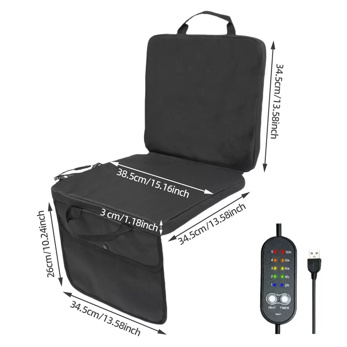 LITEGUEST USB Heated Stadium Seat Cushion with Backrest