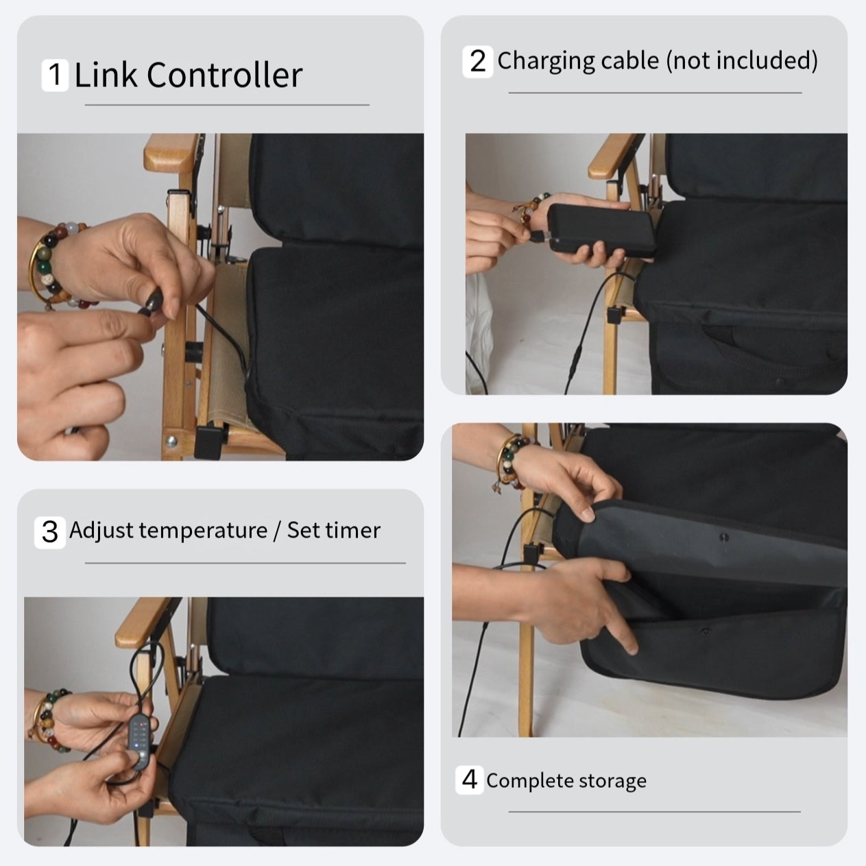 LITEGUEST USB Heated Stadium Seat Cushion with Backrest
