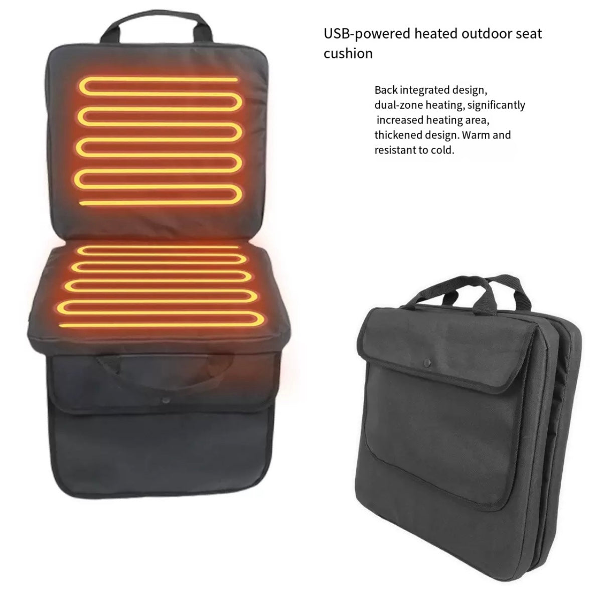 LITEGUEST USB Heated Stadium Seat Cushion with Backrest