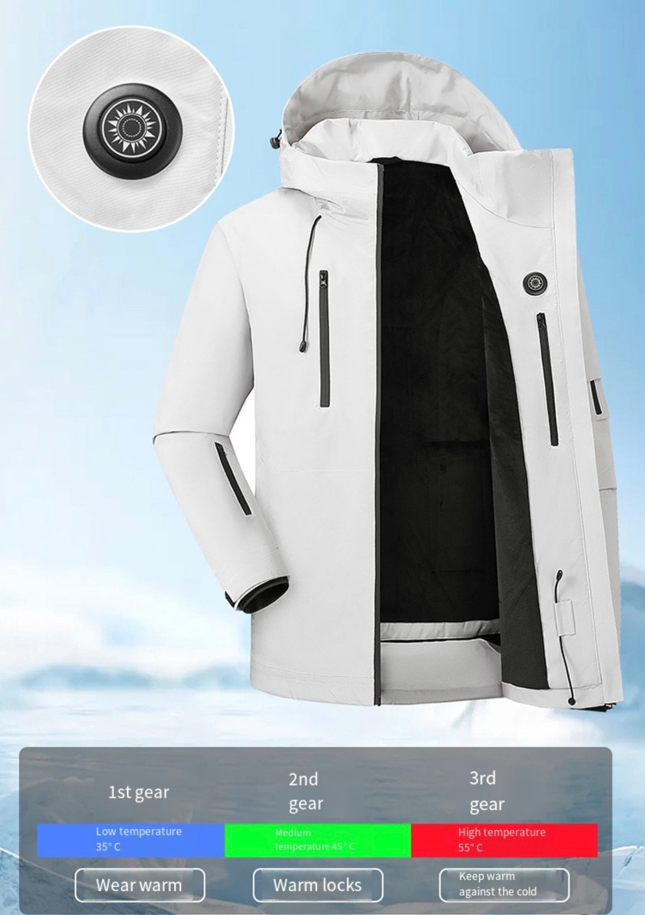LITEGUEST Waterproof Heated Jacket 5-Zone USB-Powered for Outdoor