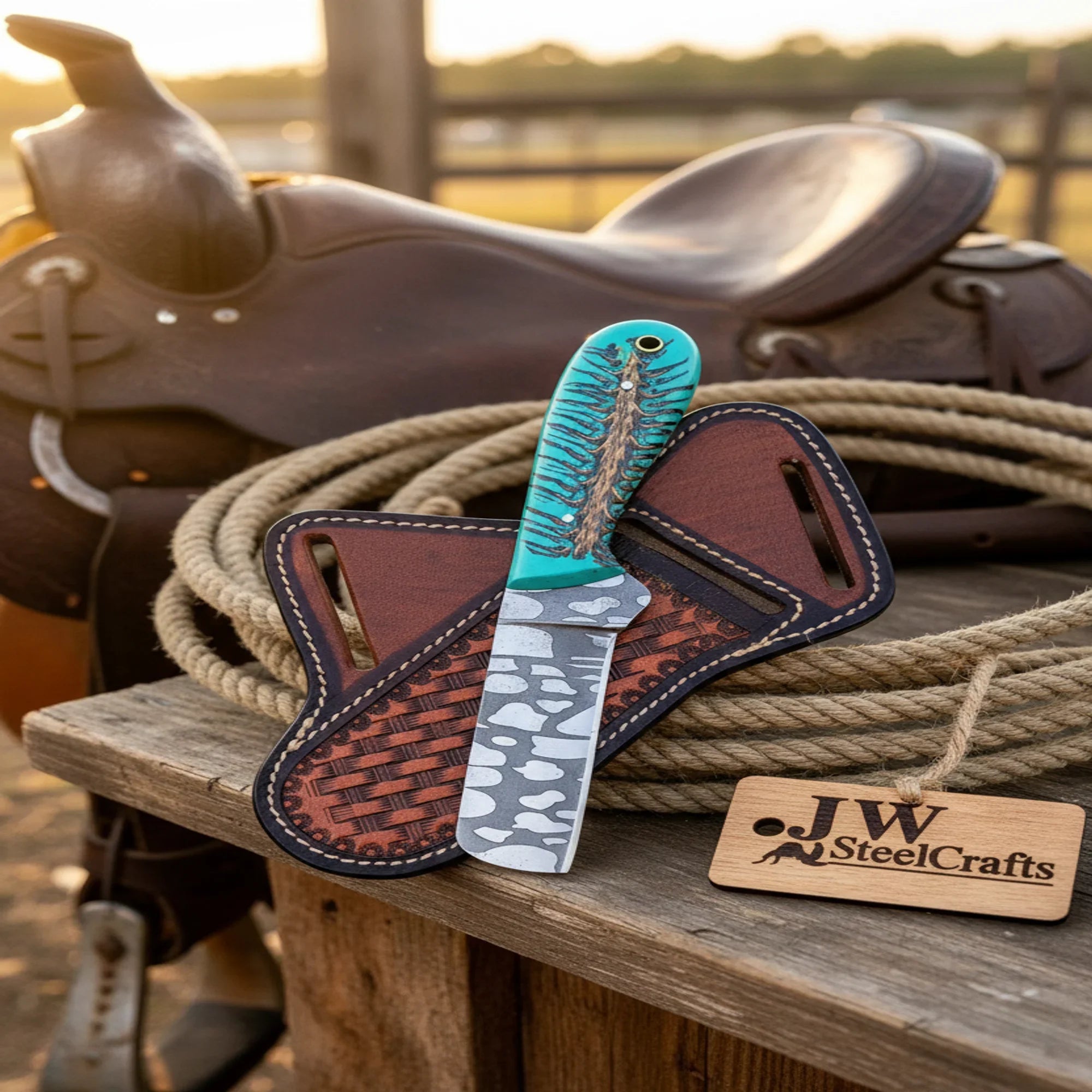 Pinecone Pocket Bull Cutter with Acid Etched Carbon Steel Blade