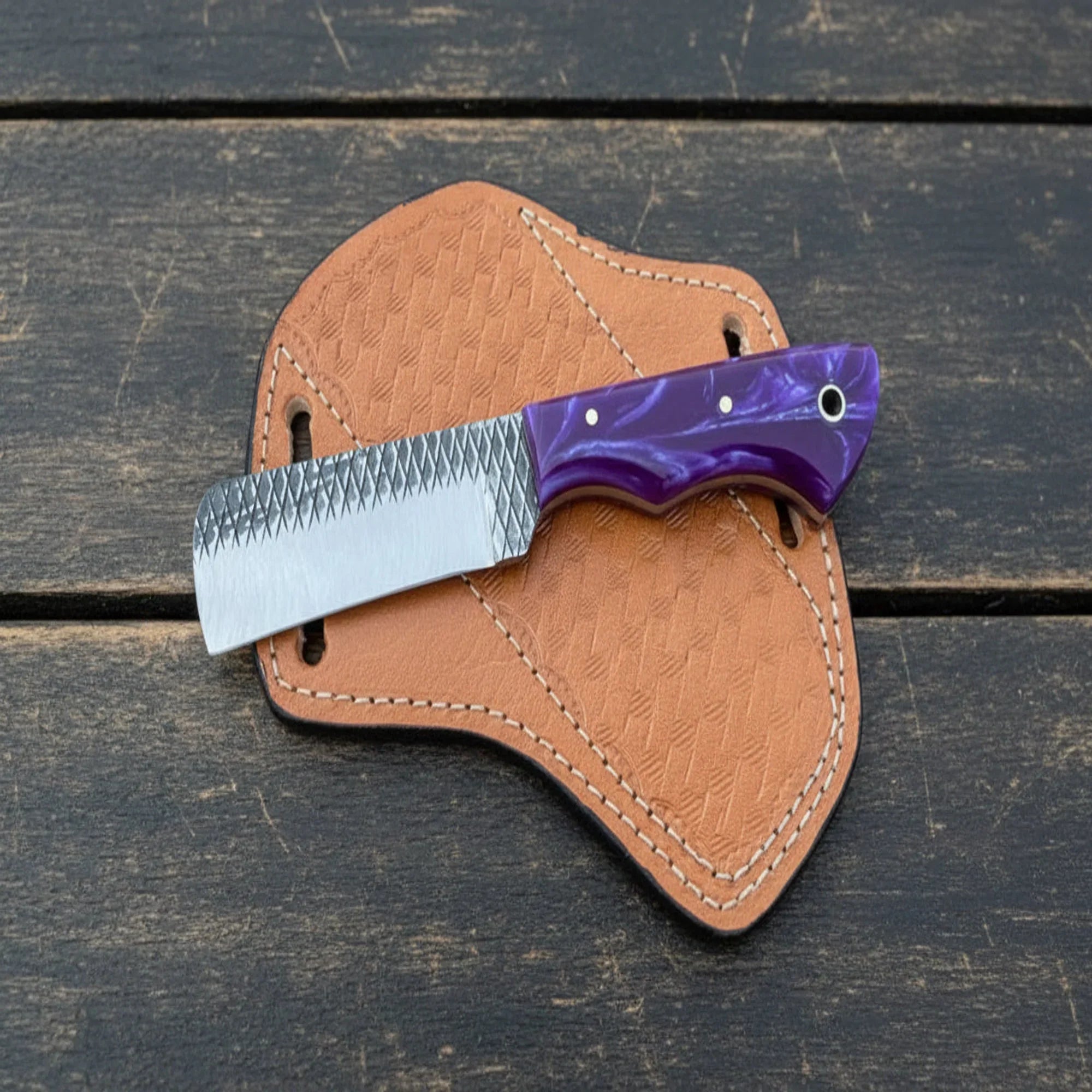 Purple Pearl Small Bull Cutter with Rasp Steel Blade