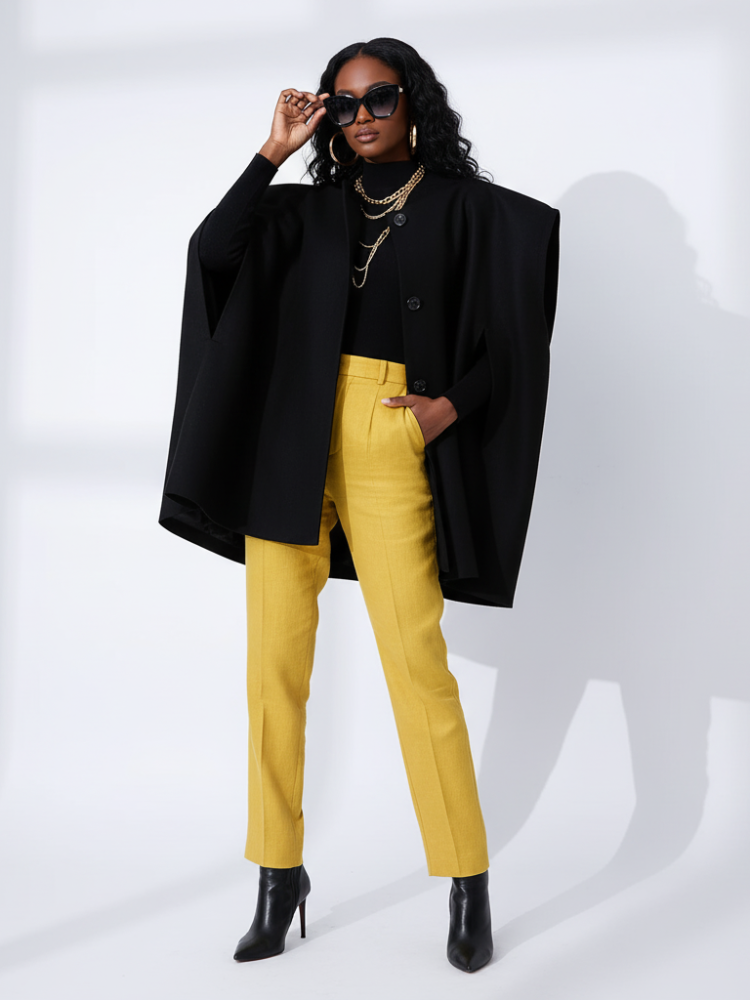 Irregular Woolen Hooded Cape, The Library | Women - BYMANYC ® New York