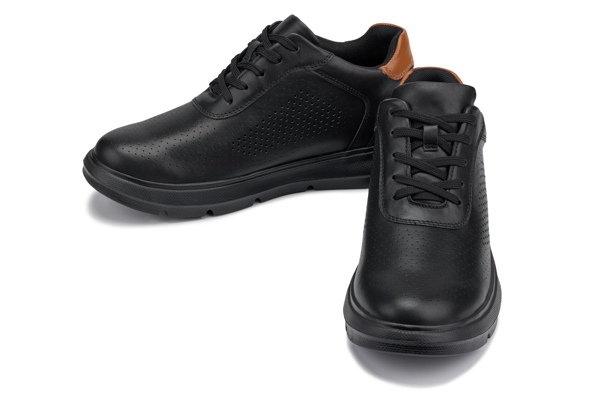 J1580 - 2.6 Inches Taller (Black/Black Sole) - Lightweight Casual Men's Walker Shoes