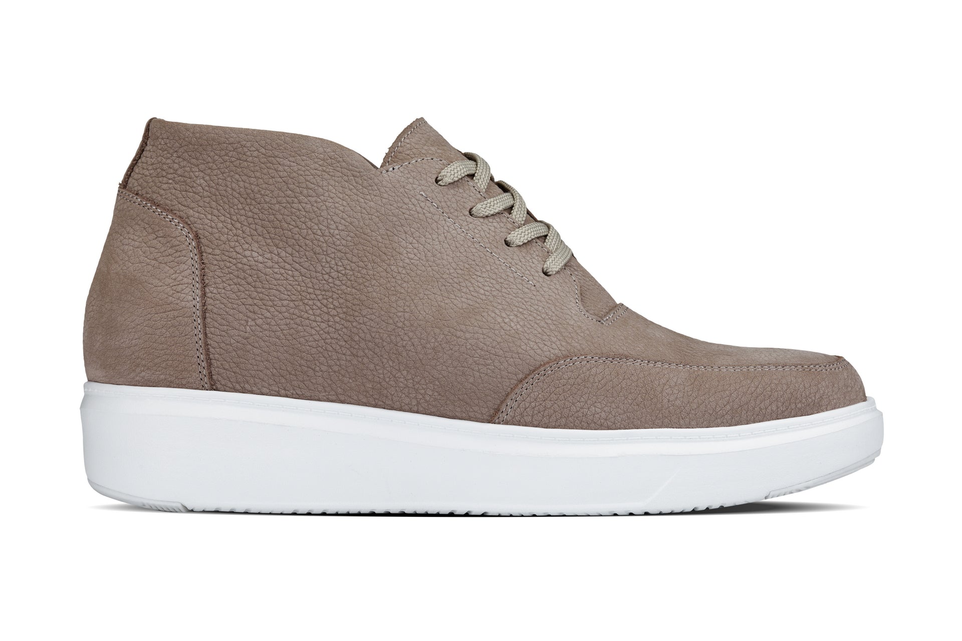 J1770 - 3.2 Inches Taller (Khaki) - Casual Chunky Sole Men's Shoes - Soft Pebble Grain Nubuck Leather
