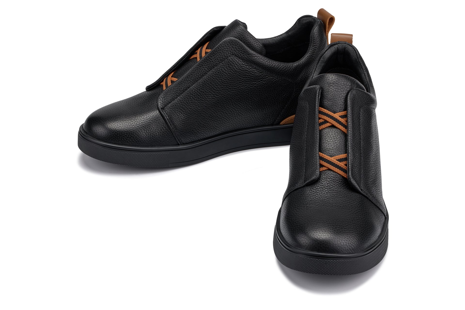 J1931 - 2.6 Inches Taller (Black / Black Sole) - Slip-On Men's Snoafers