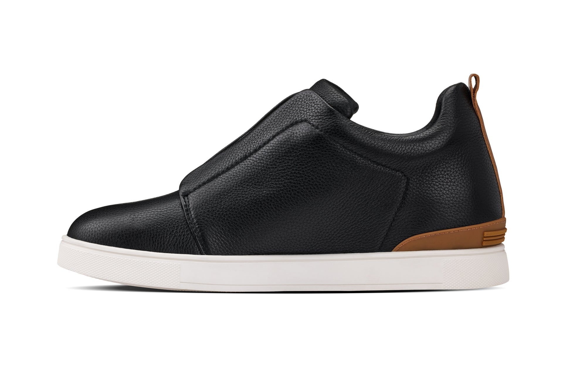 J1932 - 2.6 Inches Taller (Black / White Sole) - Slip-On Men's Snoafers