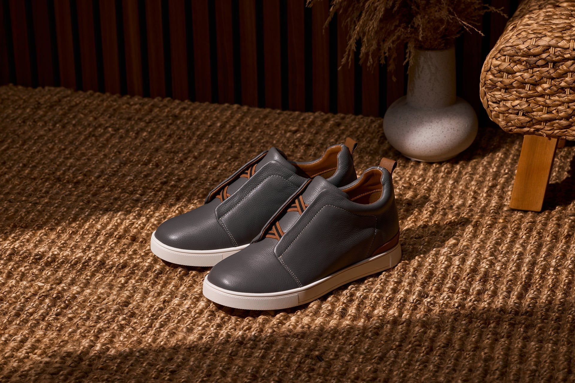 J1935 - 2.6 Inches Taller (Grey) - Slip-On Men's Snoafers