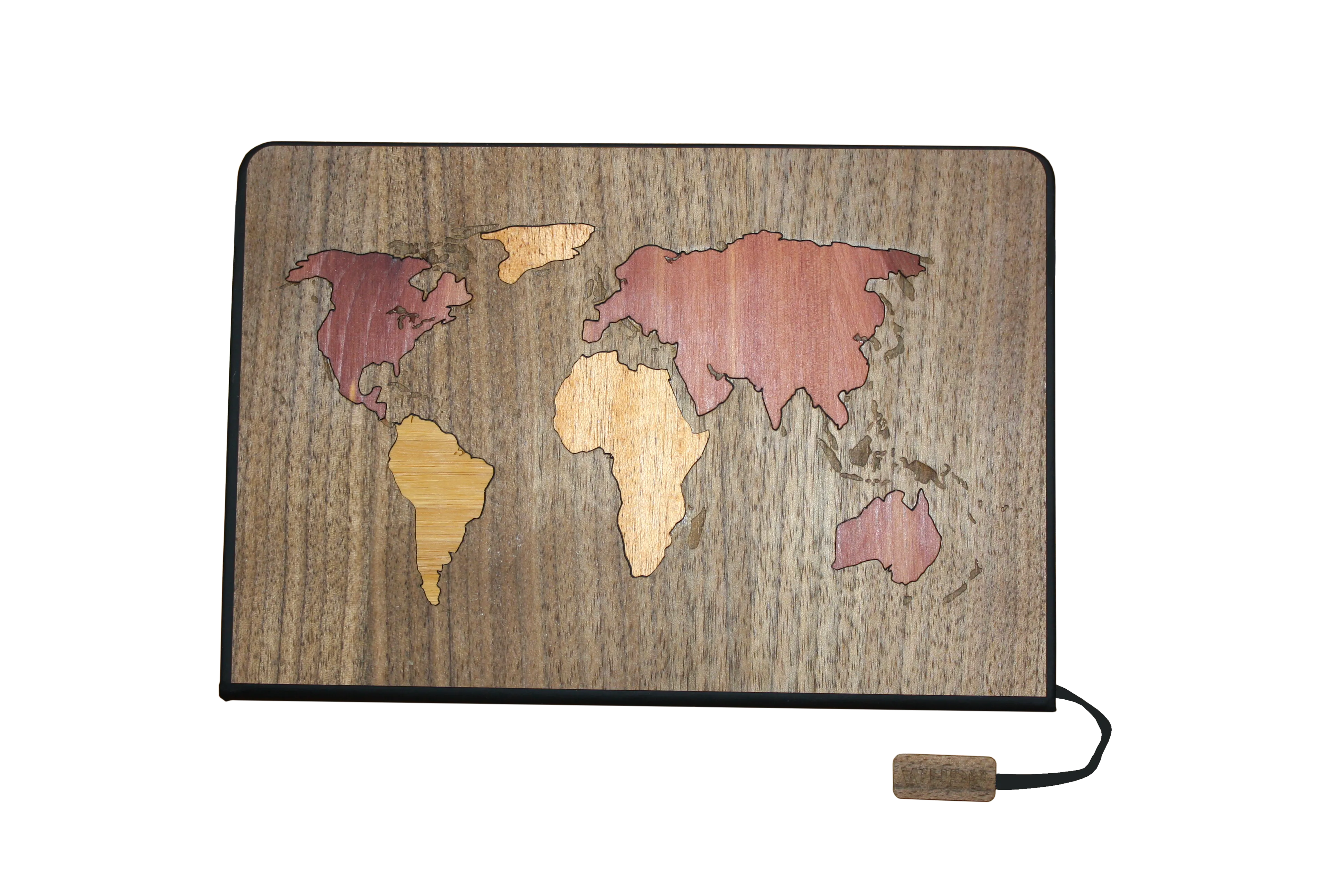 Handcrafted Wood Journal / Planner (World Map Inlay - Black Walnut)
