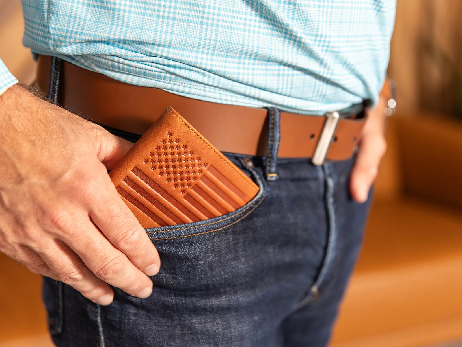 Carry-It-All Bifold Men's Leather Wallet (American Flag optional)