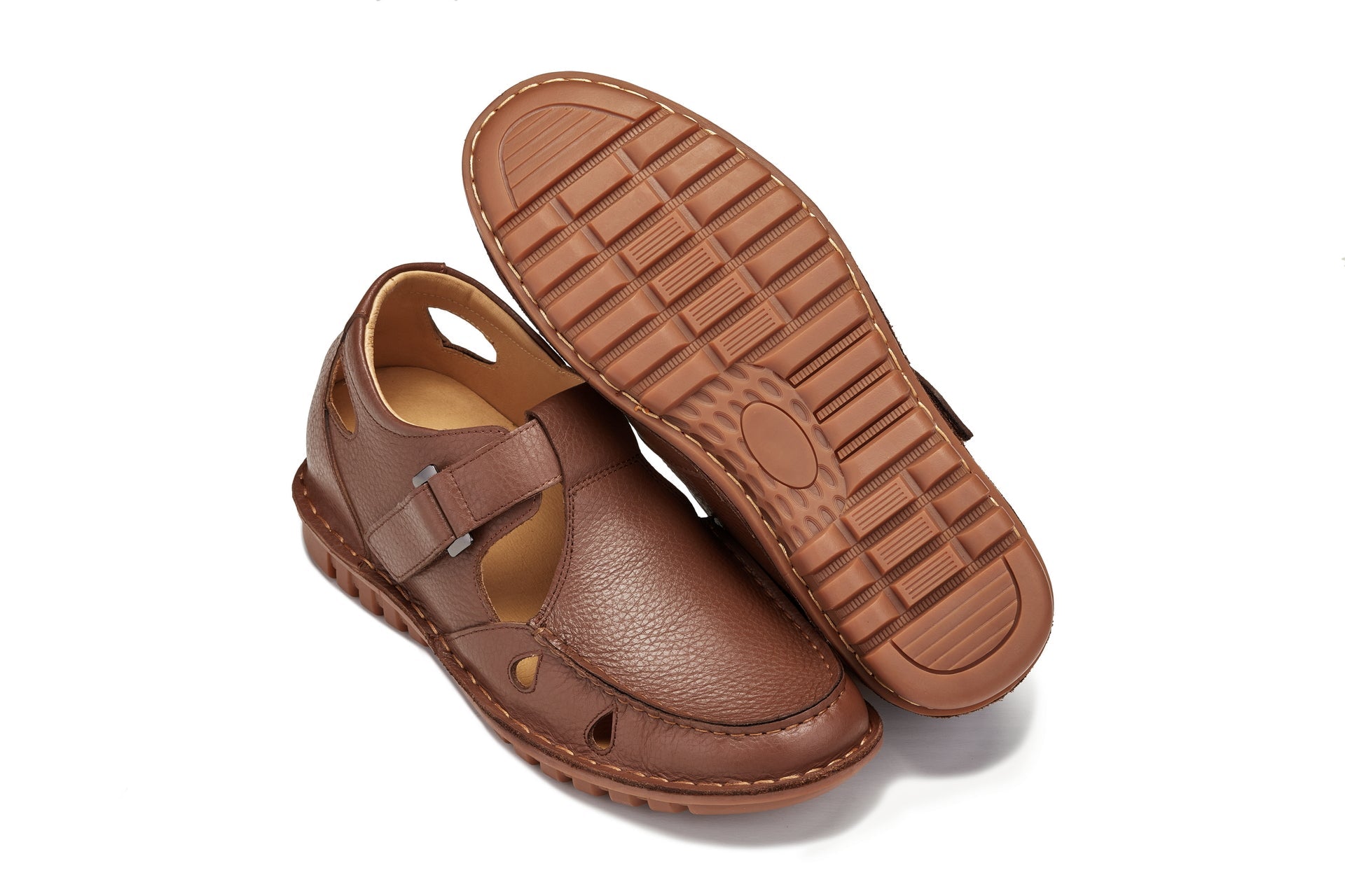 K0753 - 2.8 Inches Taller (Camel Brown) - Lightweight Casual Fisherman Sandal