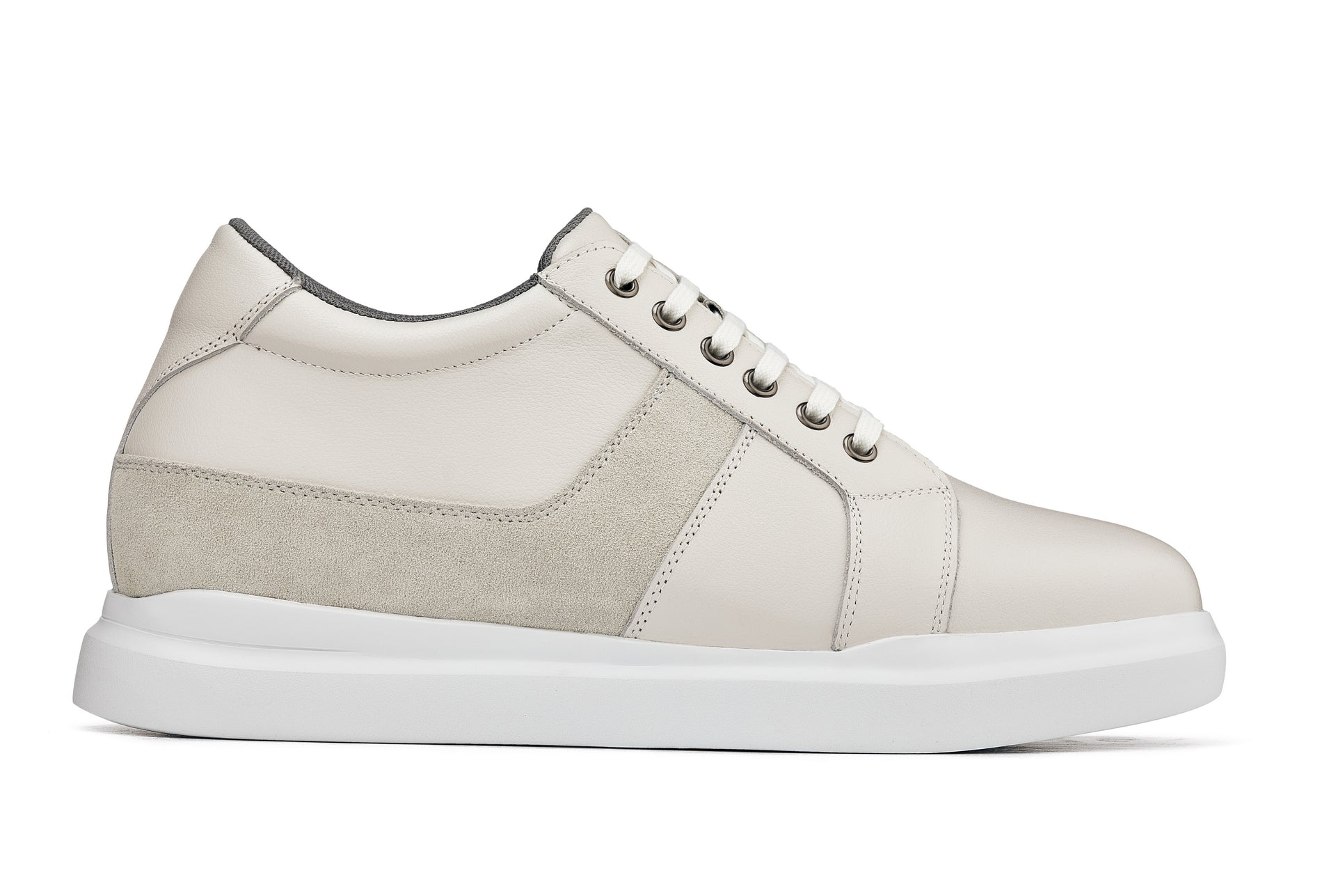K1531 - 3 Inches Taller (Off White) - Lightweight Leather Men's Sneakers