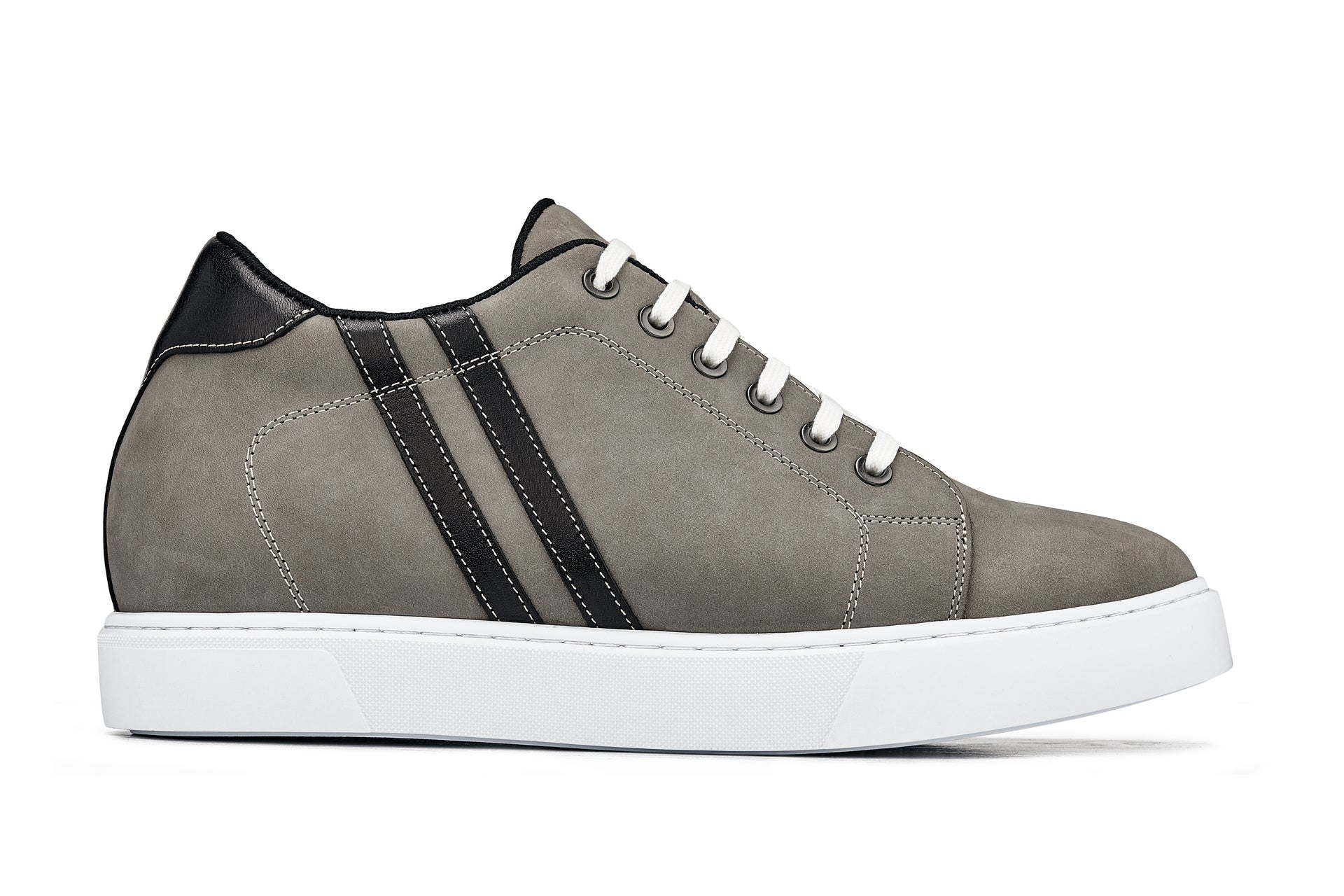 K1550 - 2.8 Inches Taller (Nubuck Grey) - Lace Up Casual Men's Sneakers