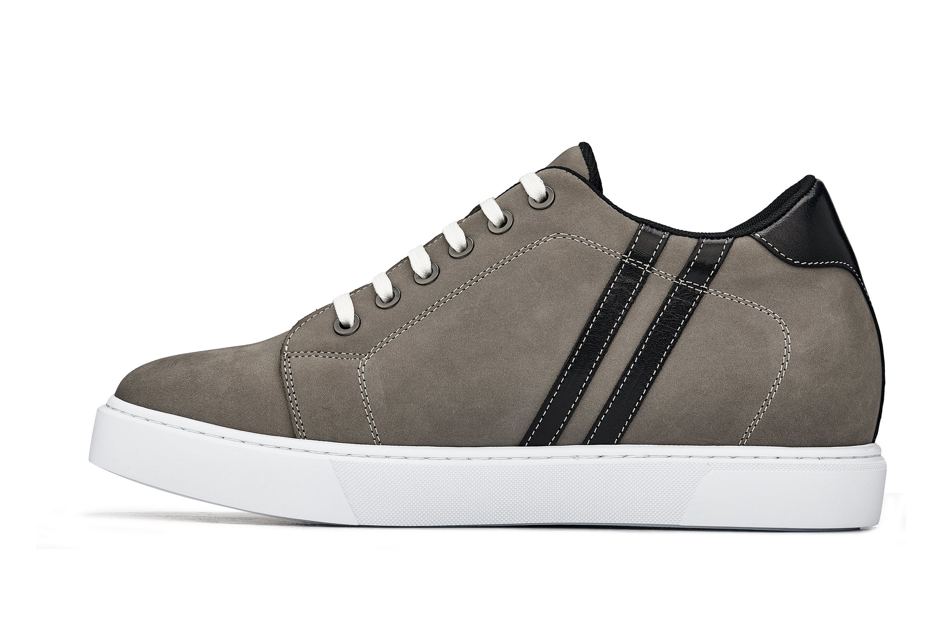 K1550 - 2.8 Inches Taller (Nubuck Grey) - Lace Up Casual Men's Sneakers