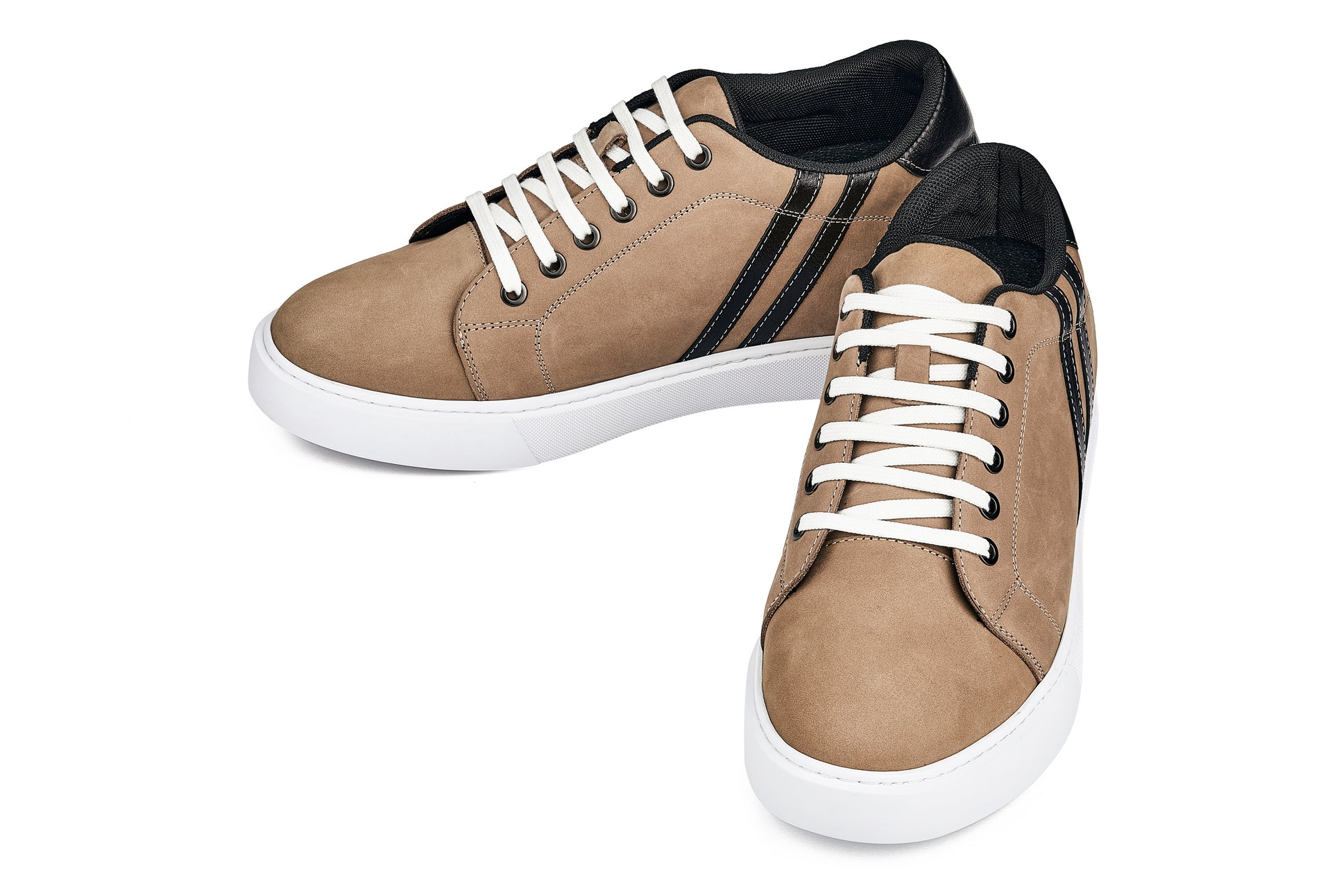 K1551 - 2.8 Inches Taller (Nubuck Tan) - Lace Up Casual Men's Sneakers