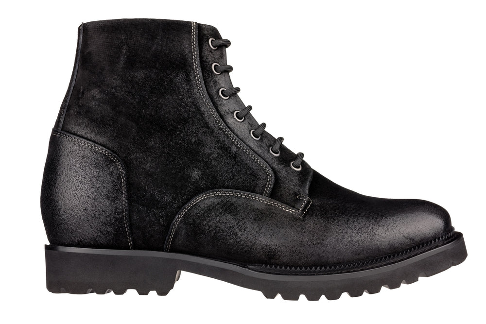 K24401 - 3 Inches Taller (Nubuck Black) - Casual Zipper Men's Boots