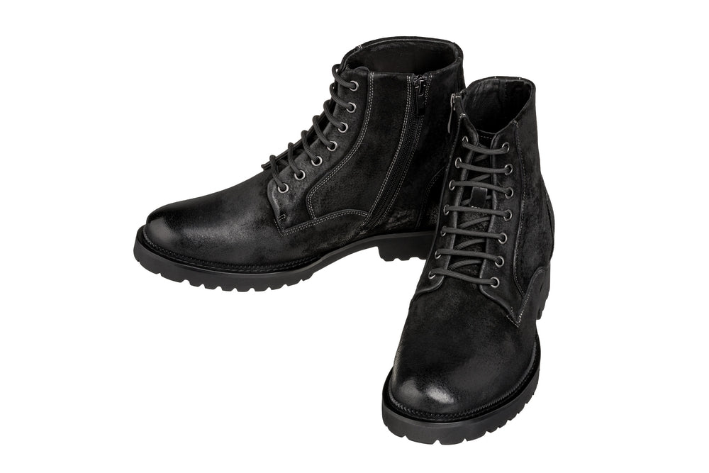 K24401 - 3 Inches Taller (Nubuck Black) - Casual Zipper Men's Boots