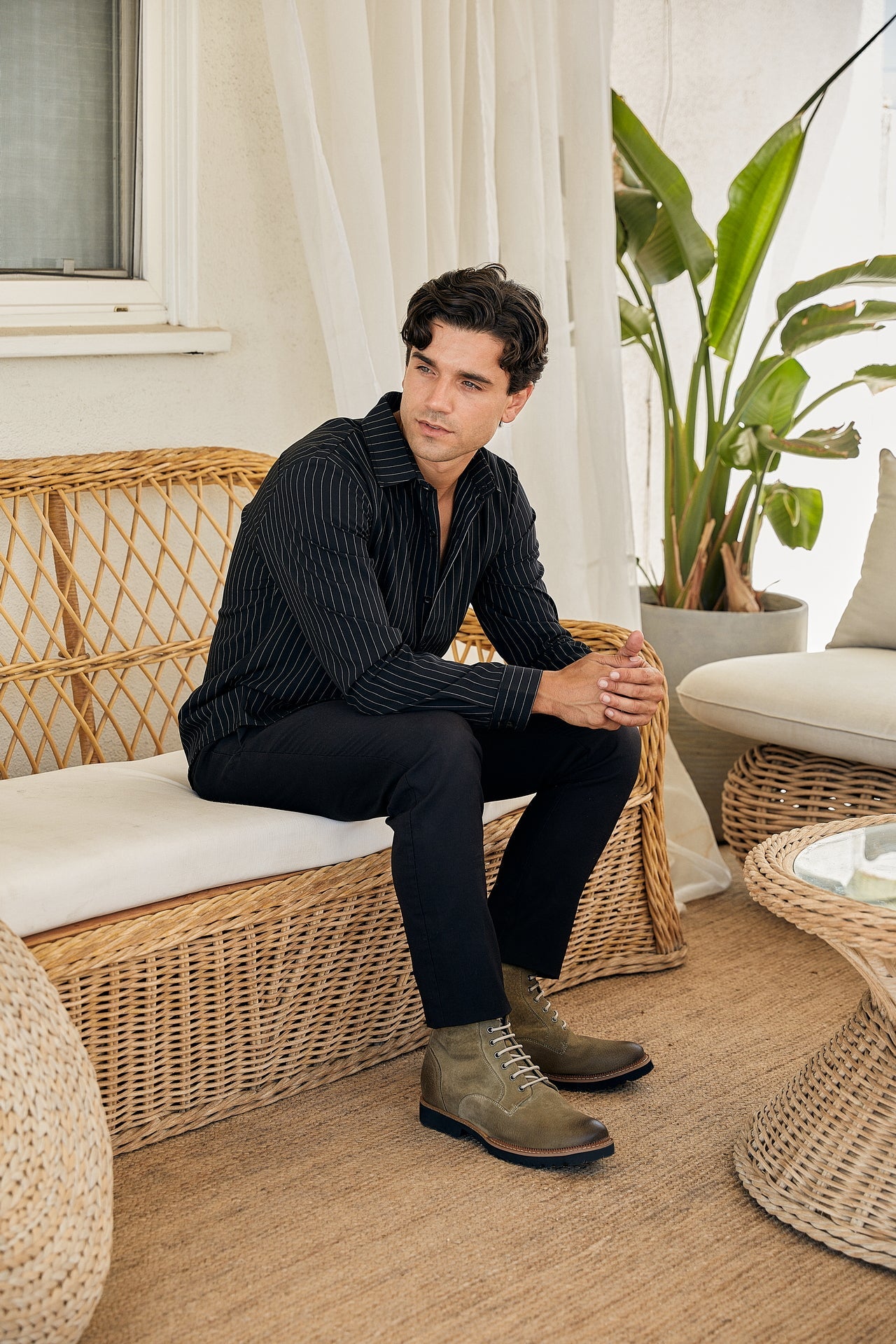 K24402 - 3 Inches Taller (Olive) - Casual Zipper Men's Boots