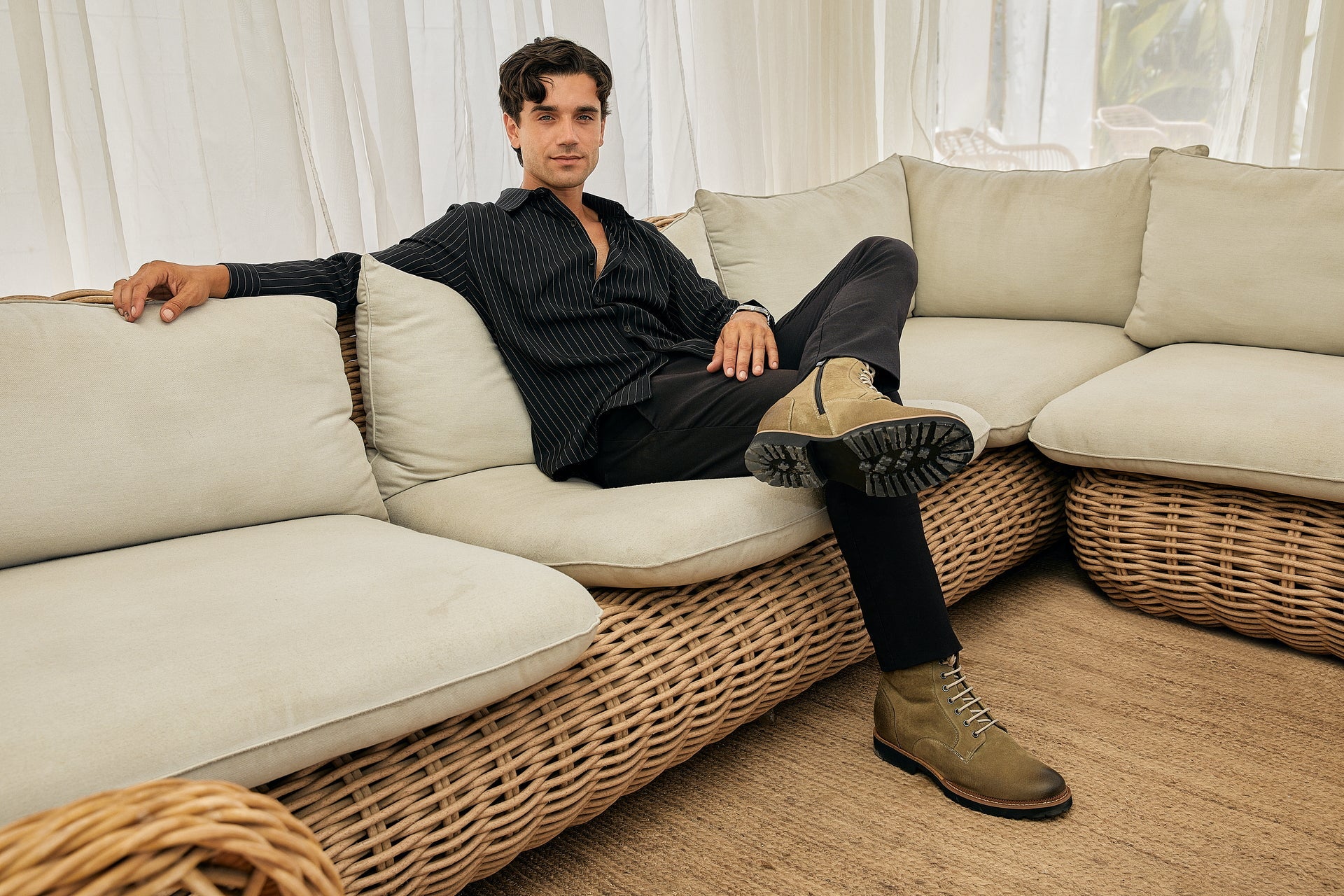 K24402 - 3 Inches Taller (Olive) - Casual Zipper Men's Boots