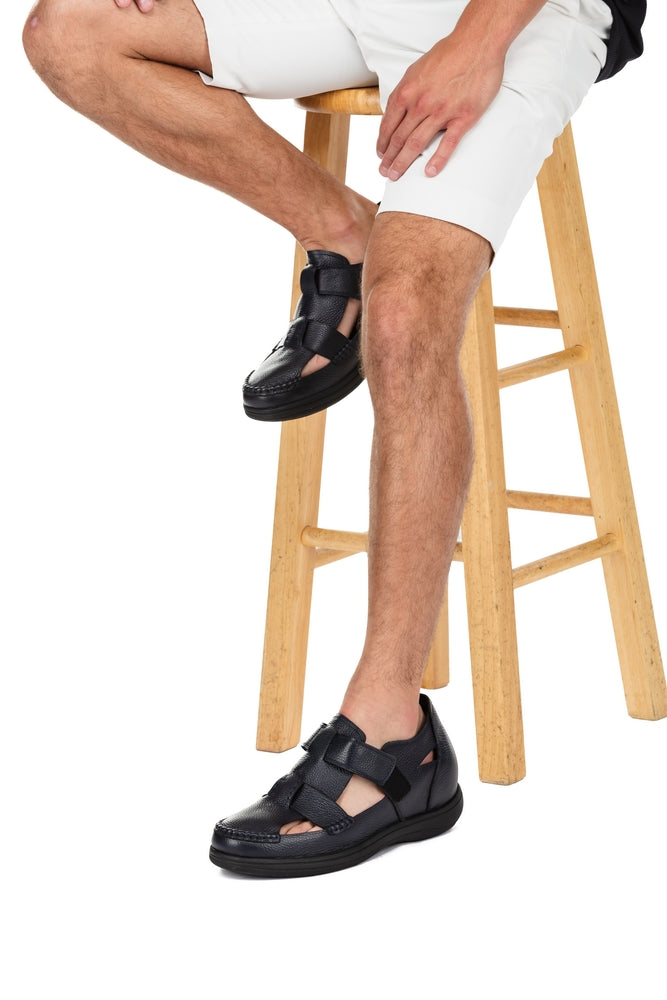 K2661 - 3.2 Inches Taller (Black) - Casual Fisherman Sandals