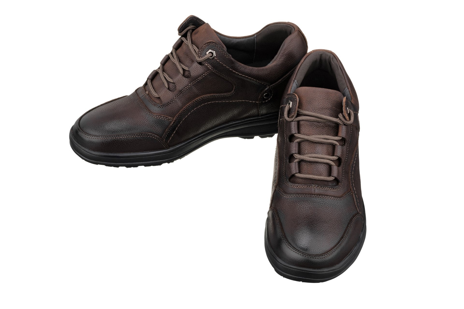 K3045 - 2.8 Inches Taller (Dark Brown) - Lace Up Casual Men's Walker Shoes