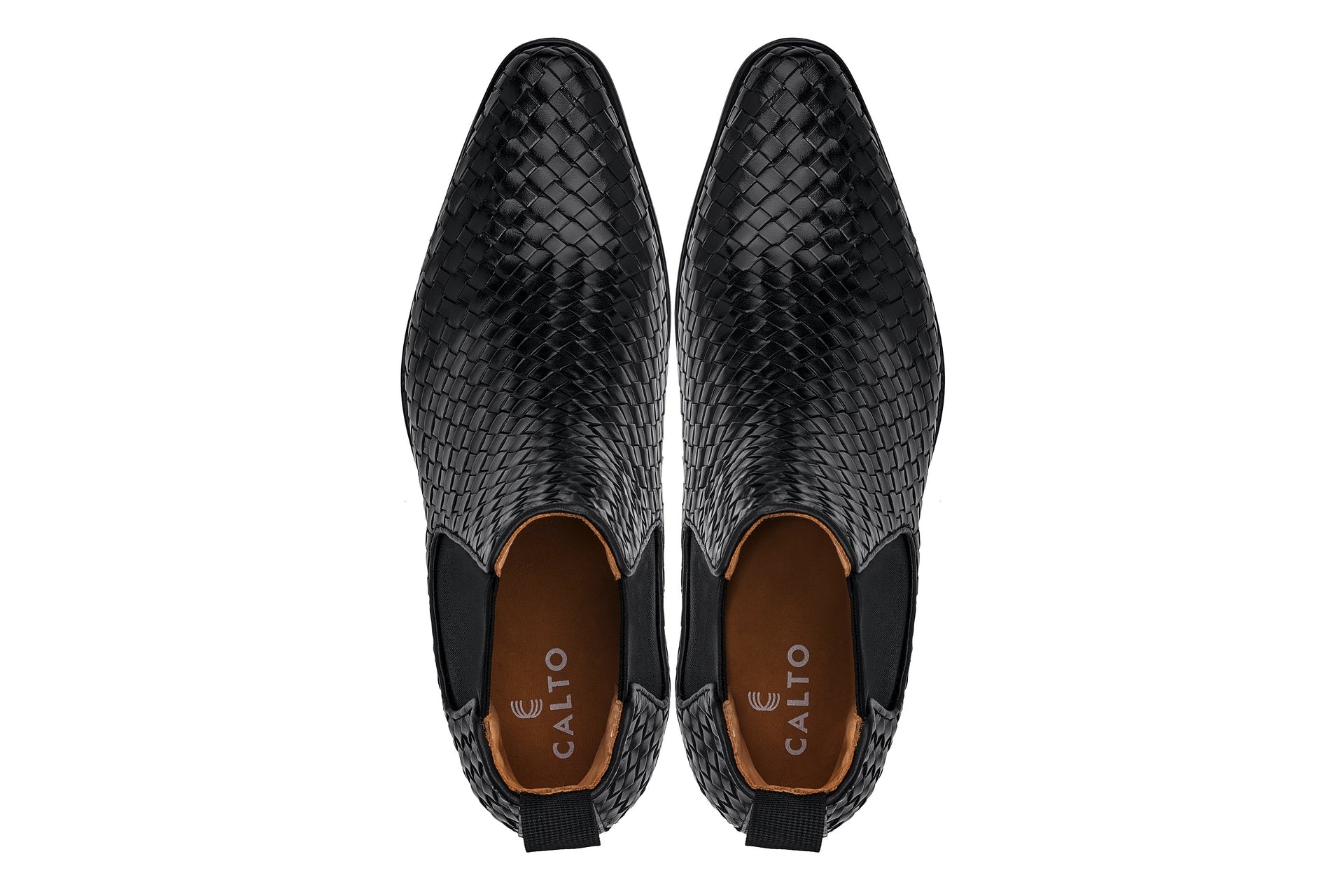 K30521 - 3.3 Inches Taller (Black) - Woven Slip-On High-Top Chelsea Ankle Men's Boots