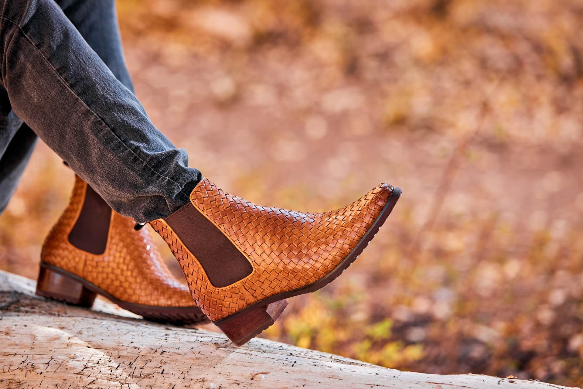 K30522 - 3.3 Inches Taller (Brown) - Woven Chelsea High-Top Slip-On Ankle Men's Boots
