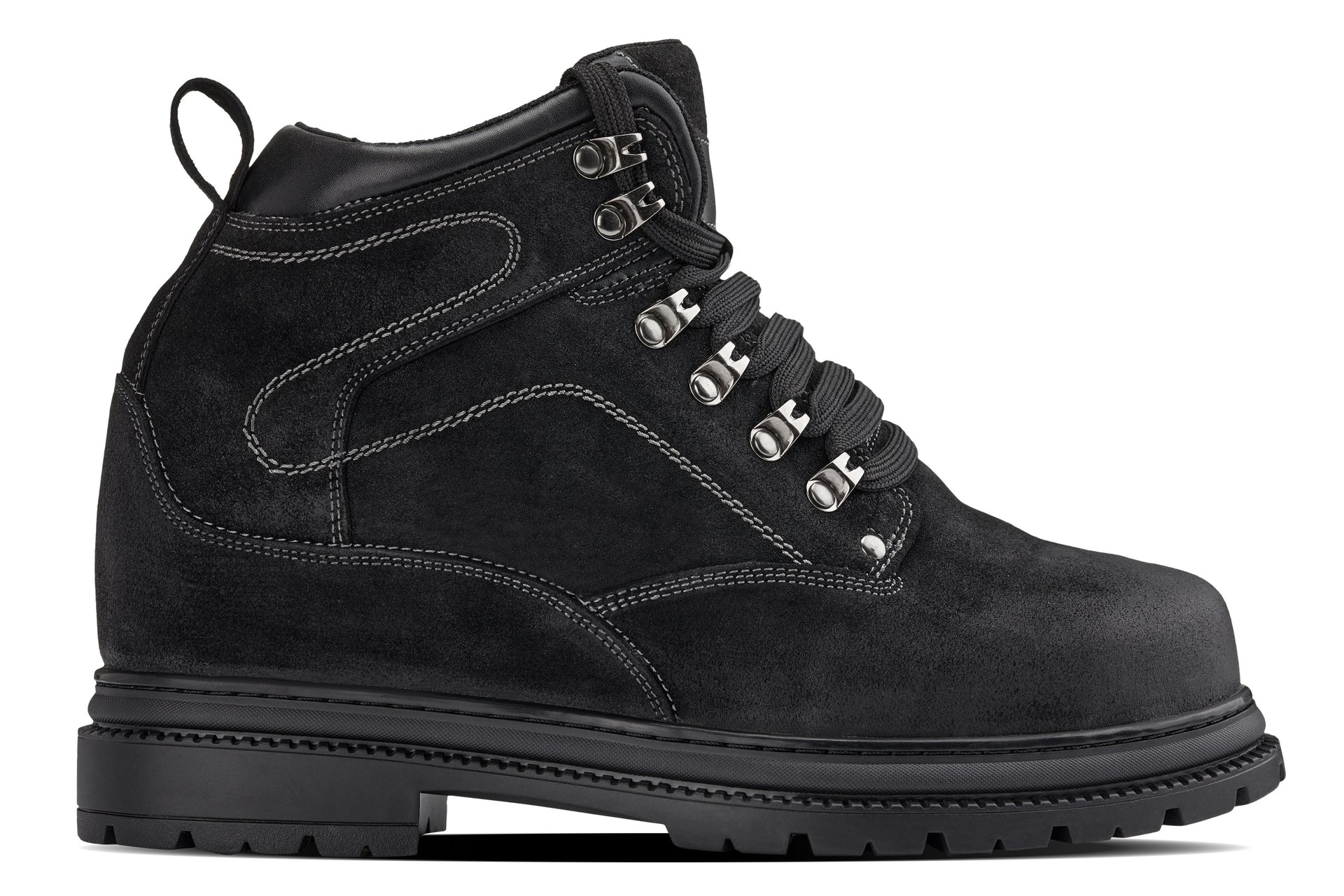 K881802 - 5.2" Taller Black Nubuck Height-Increasing Men's Boots