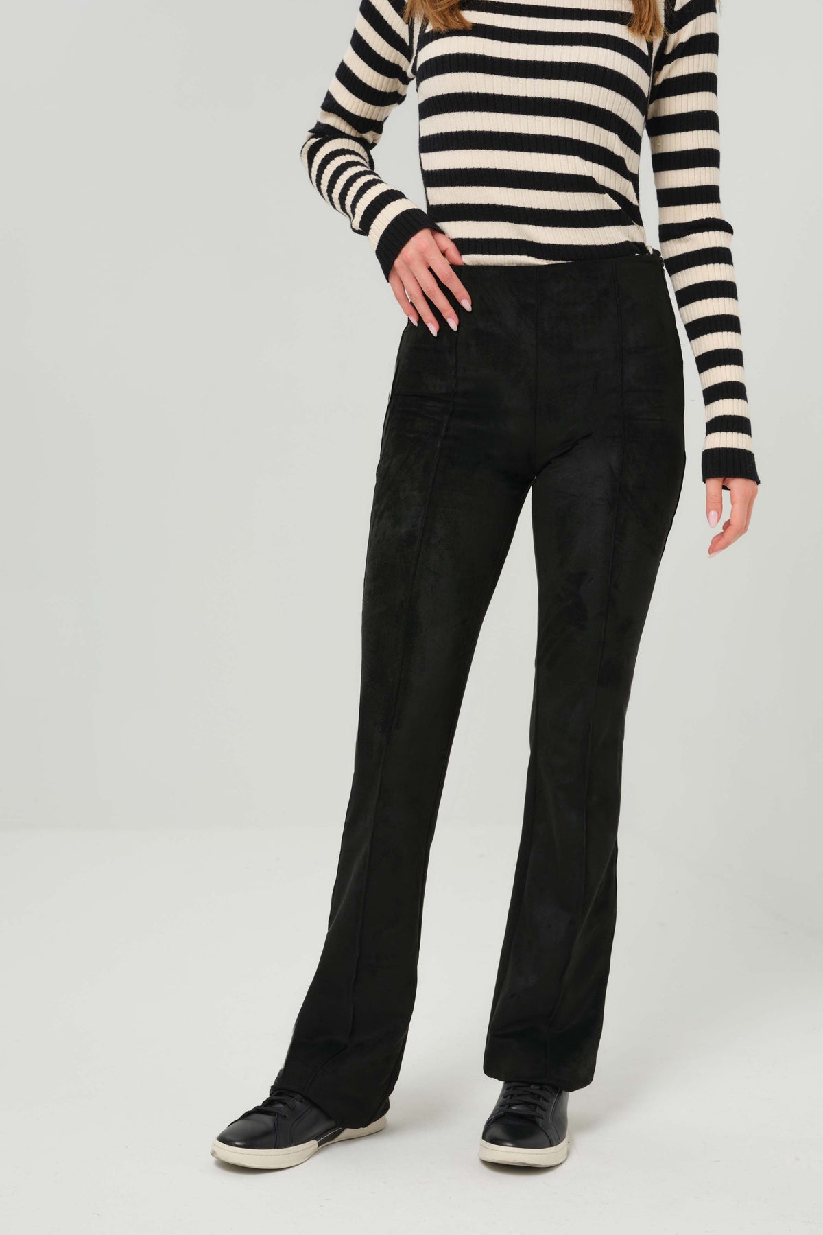 Becca Faux Suede Pintuck Flare Pant