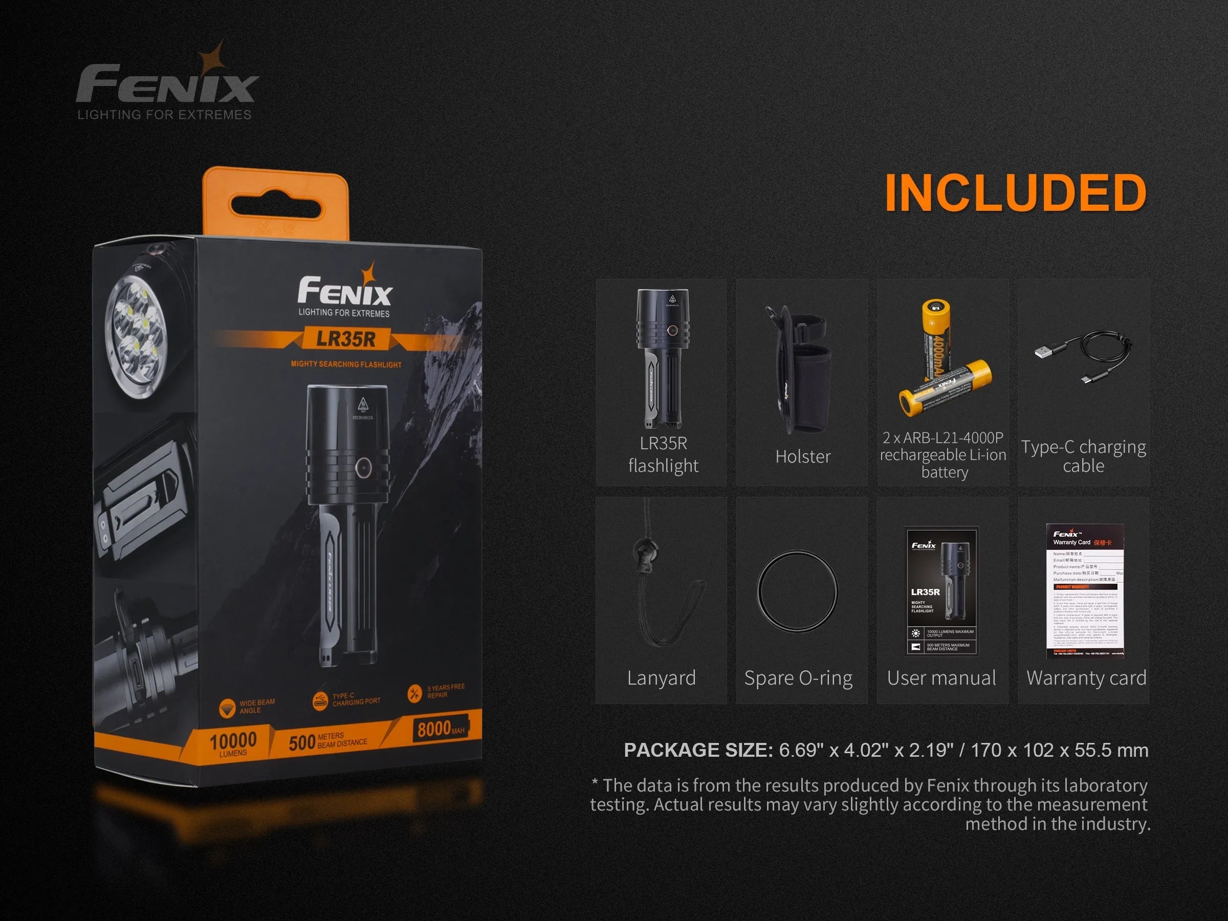 LR35R Rechargeable LED Flashlight - 10,000 Lumens