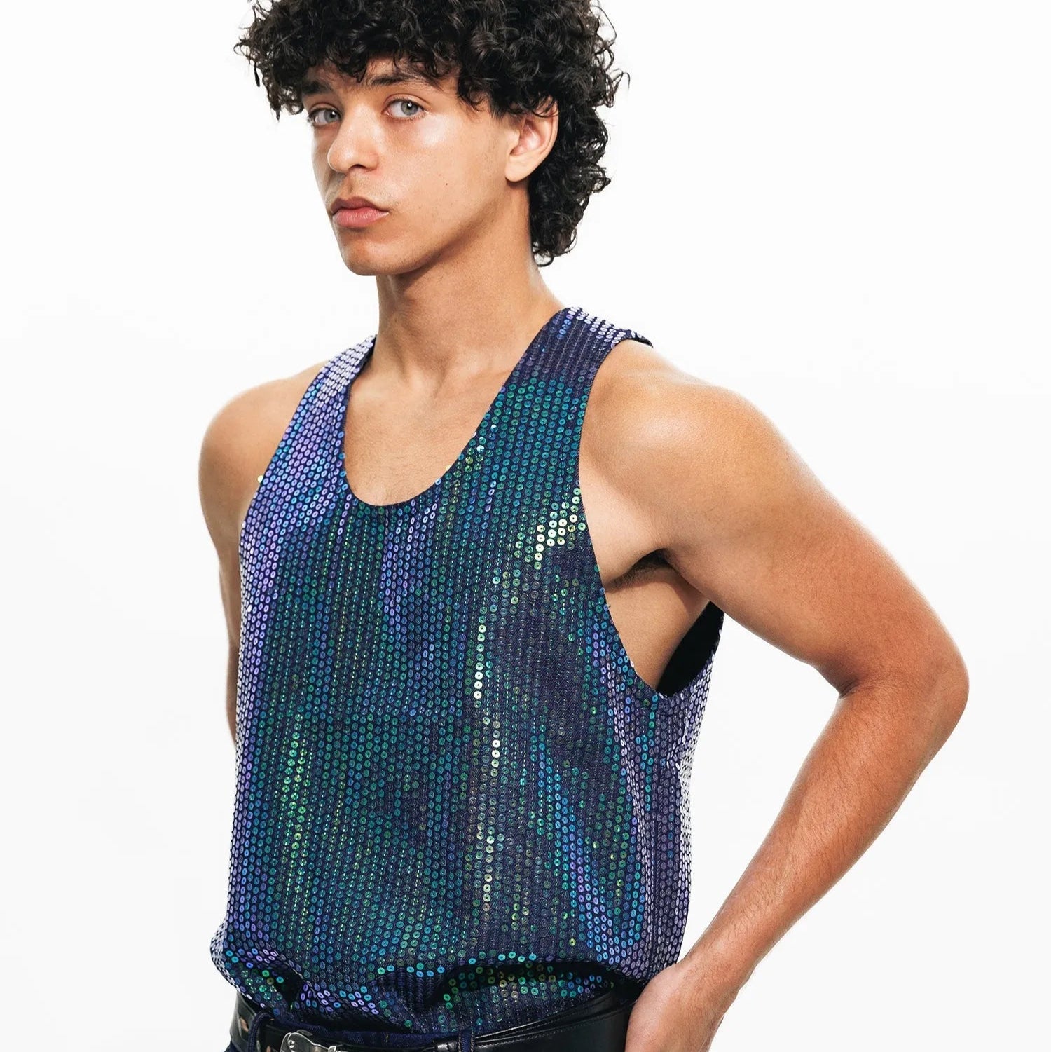 Matrix Sequin Denim Tank Top
