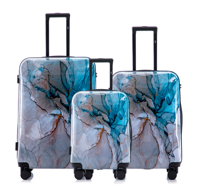 Multi-color Design ABS Hard Shell Lightweight with 360° Dual Spinning Wheels & Combo Lock – Includes 28", 24", 20" 3-Piece Luggage Set