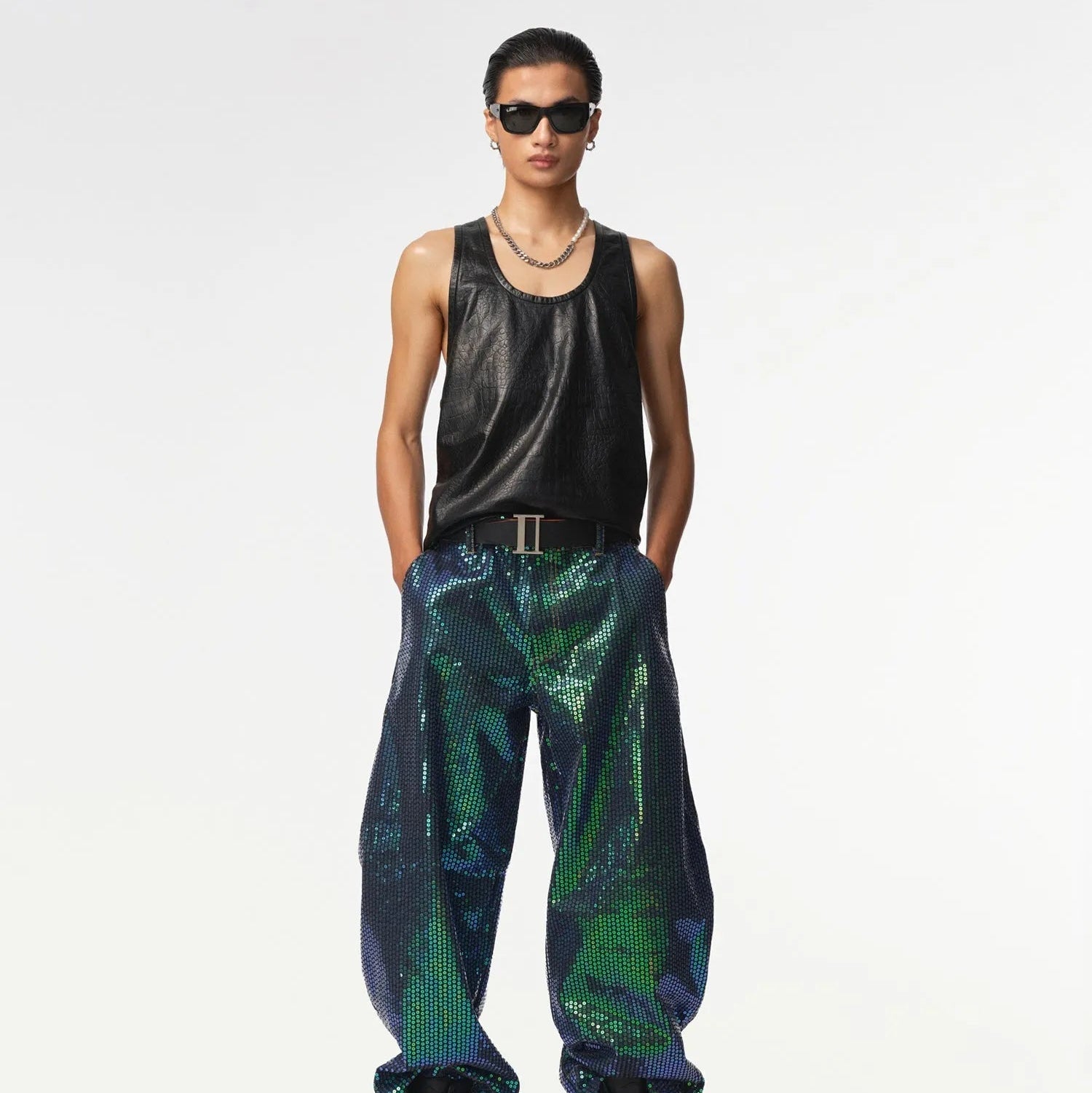 Unisex Matrix Sequin Horseshoe Jeans
