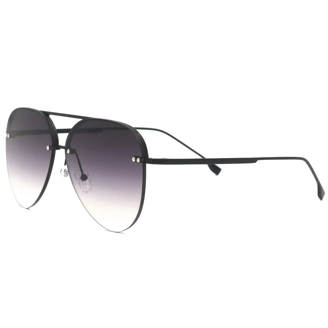 Megan 2 - Faded Black Metal Aviator Sunglasses