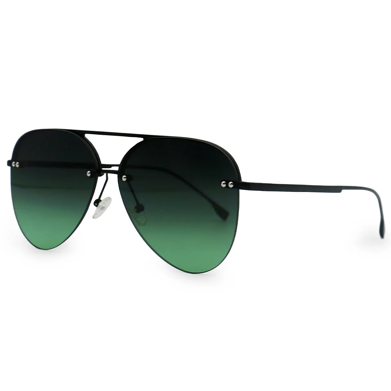 Smaller Megan 2 - Dark Green Metal Aviator Sunglasses