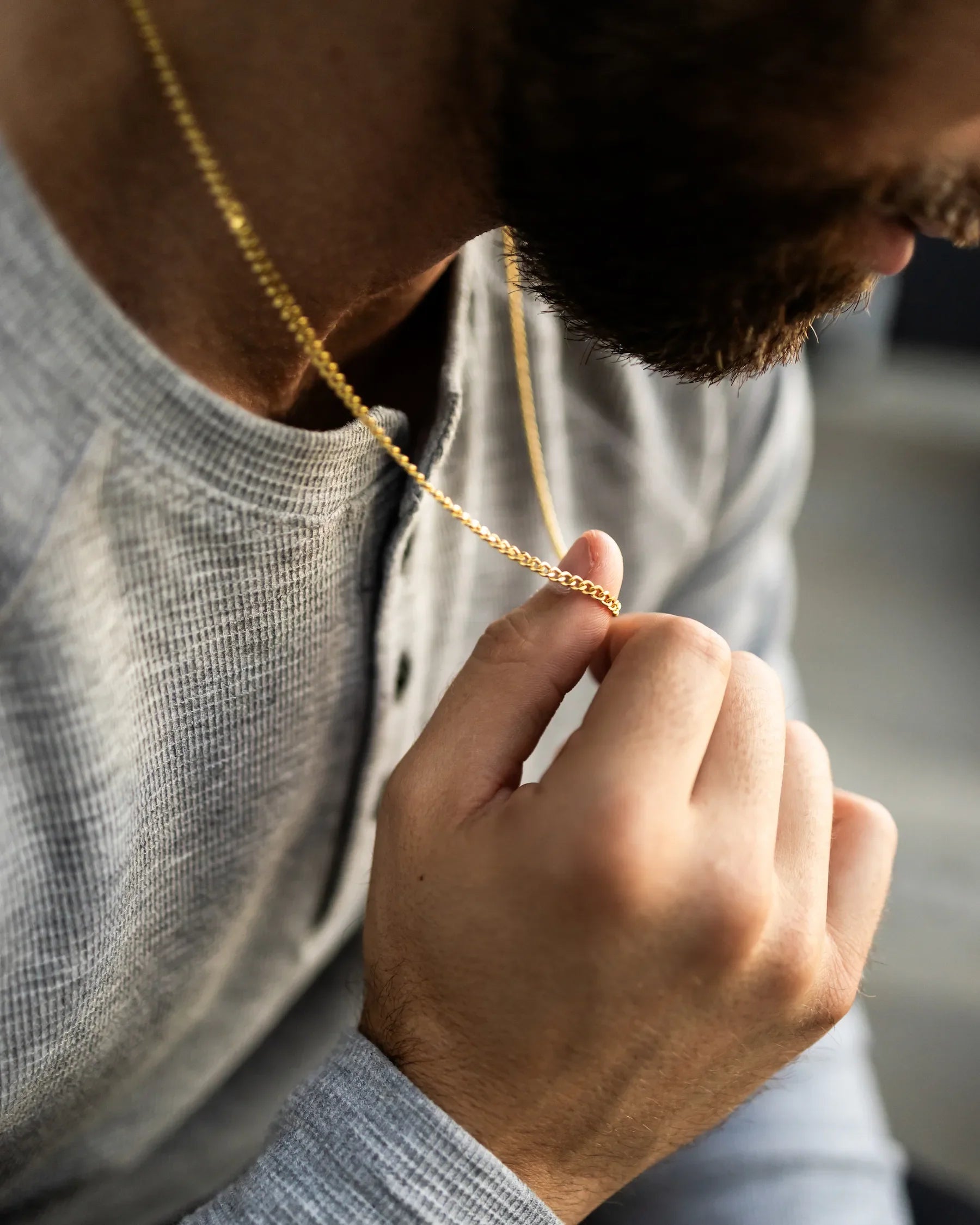 Curb Chain Necklace, 3MM Set - 14K Gold