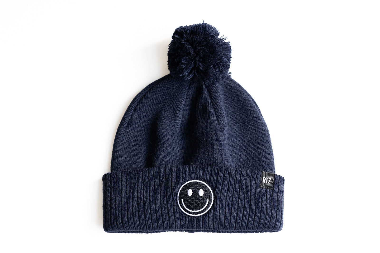 Smiley Pom Pom Beanie Hat