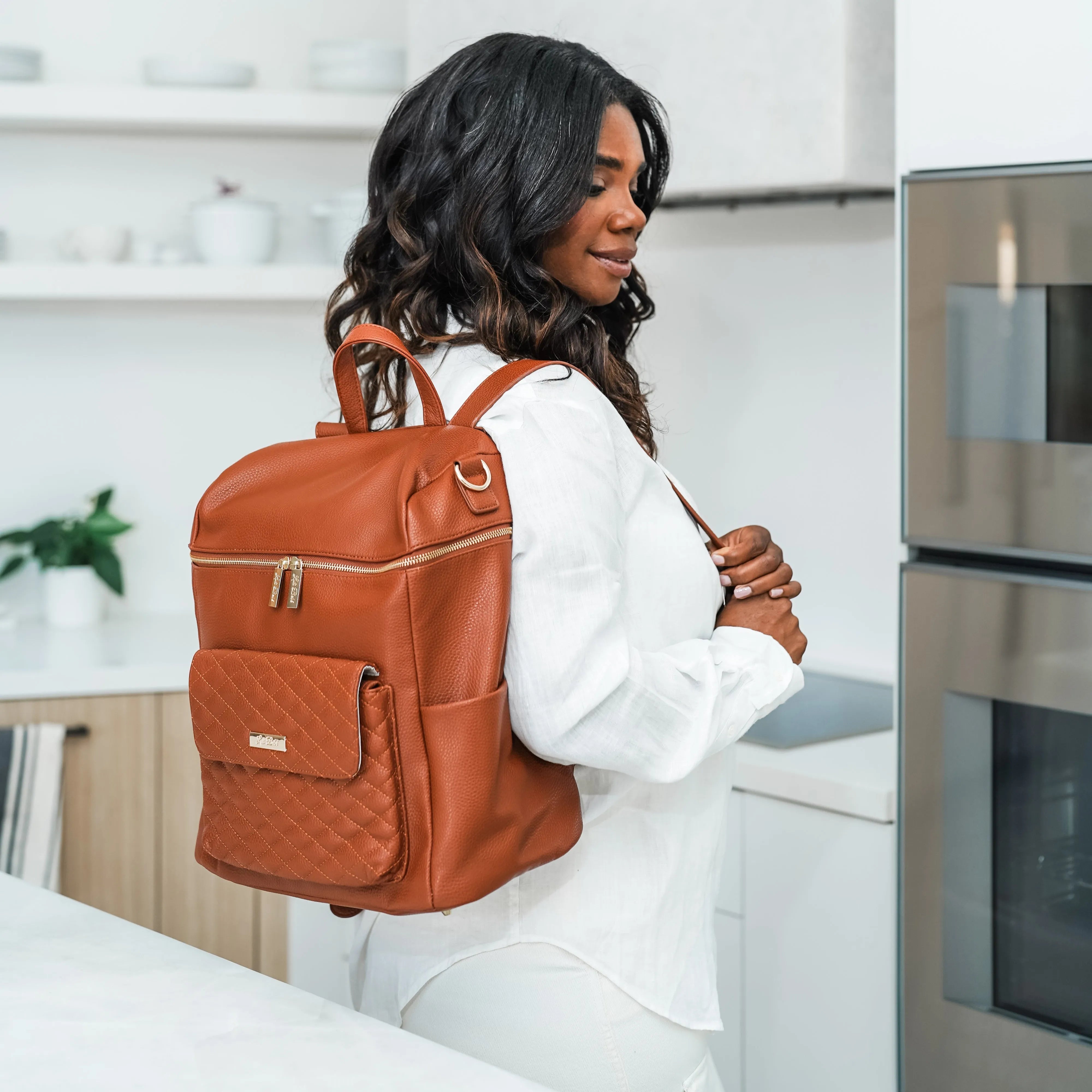 Monaco Backpack Diaper Bag | Caramel Brown
