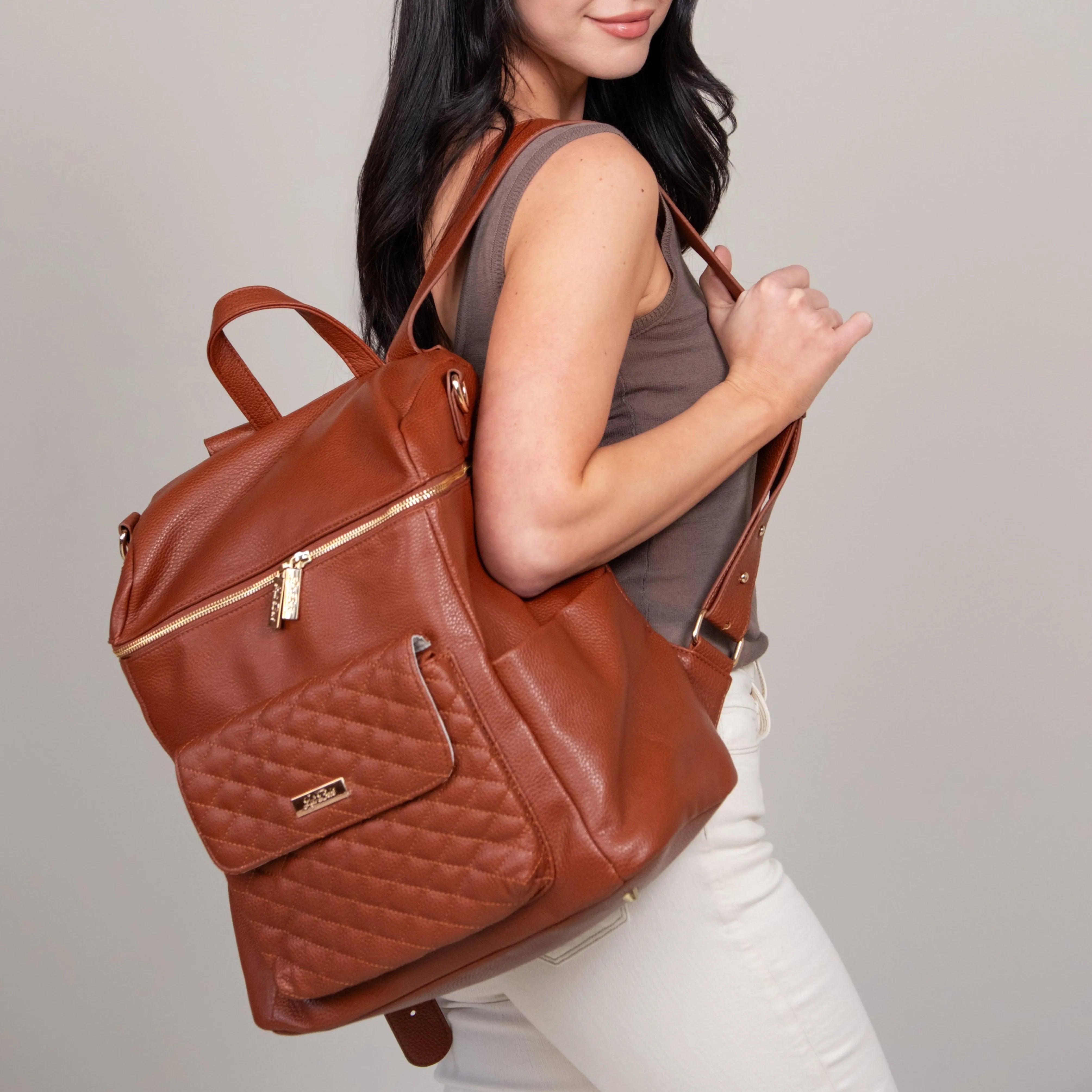 Monaco Backpack Diaper Bag | Caramel Brown