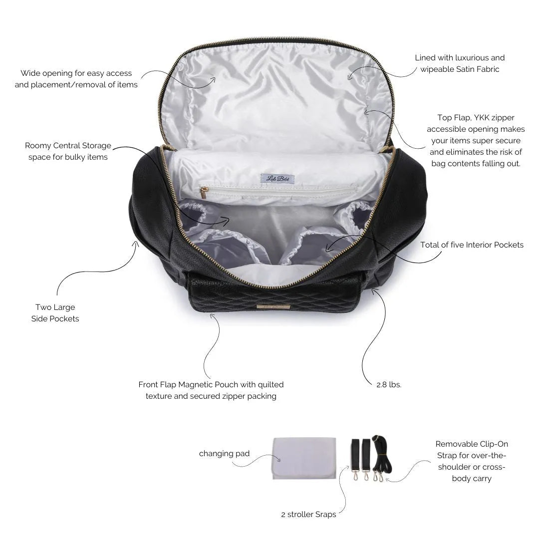 Monaco Backpack Diaper Bag | Ebony Black