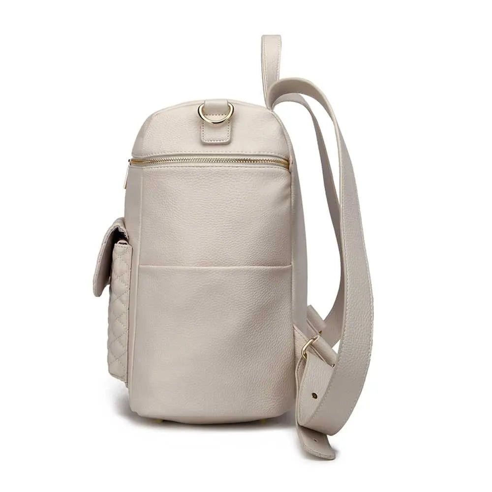 Monaco Backpack Diaper Bag | Pearl White