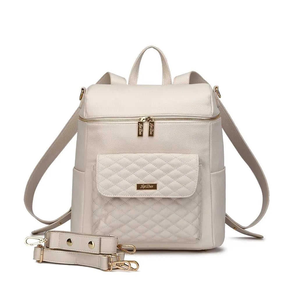 Monaco Backpack Diaper Bag | Pearl White