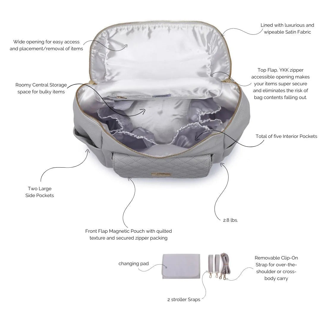 Monaco Backpack Diaper Bag | Stone Grey