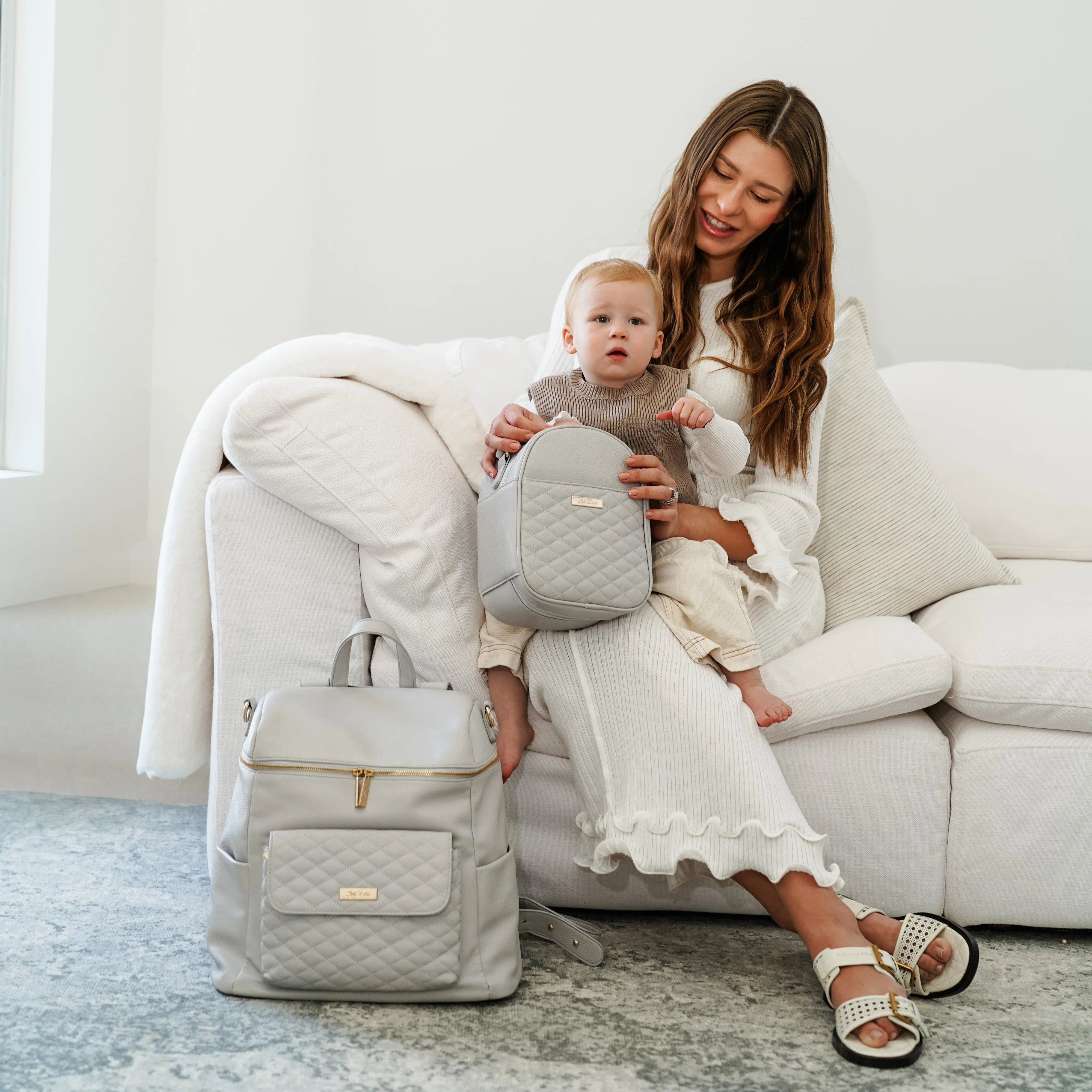 Monaco Backpack Diaper Bag | Stone Grey