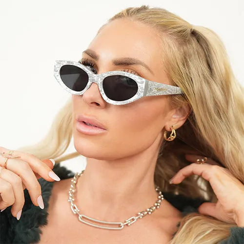 Kat x Money Moves - Silver Cateye Sunglasses