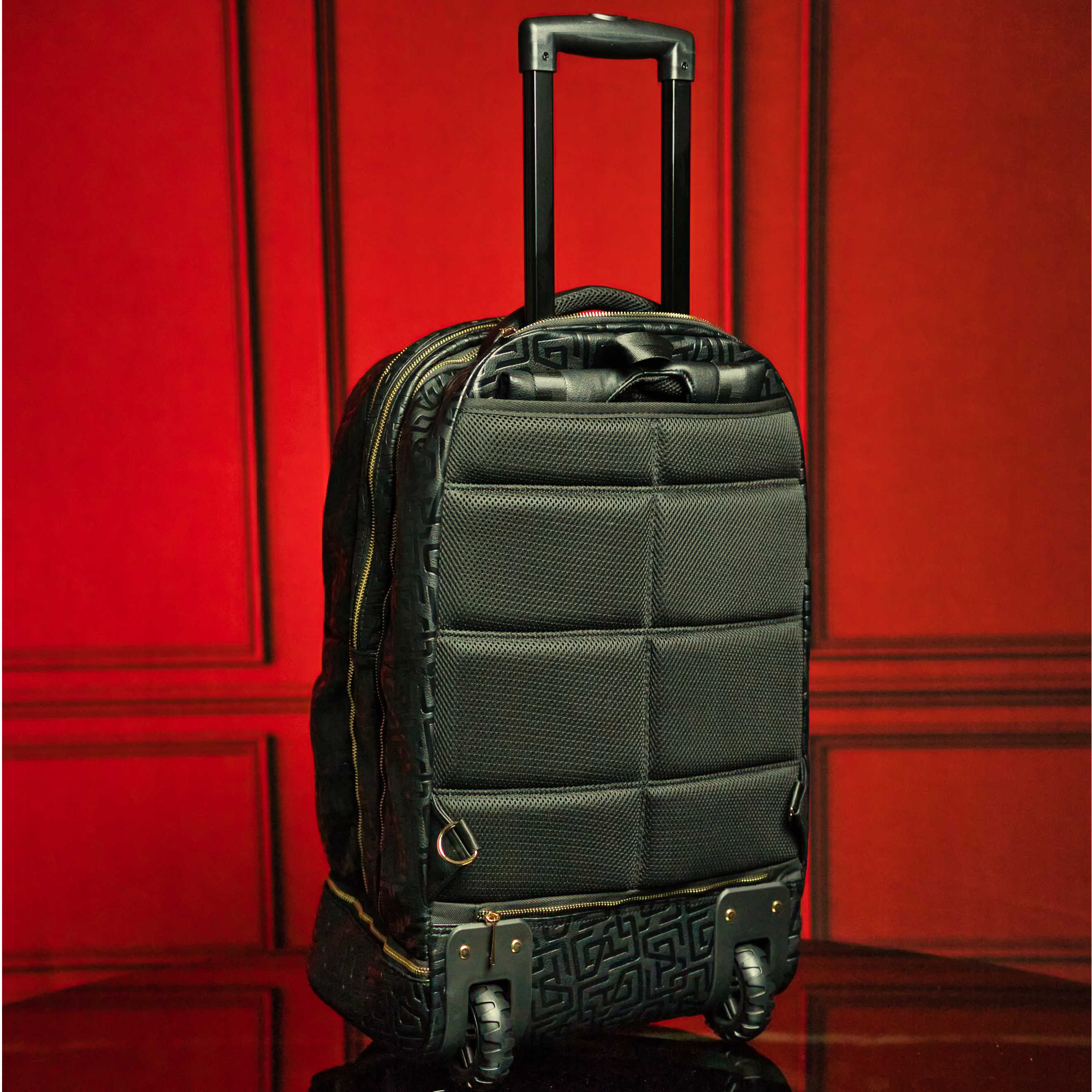 Black Monogram Leather Carry-On Roller Bag