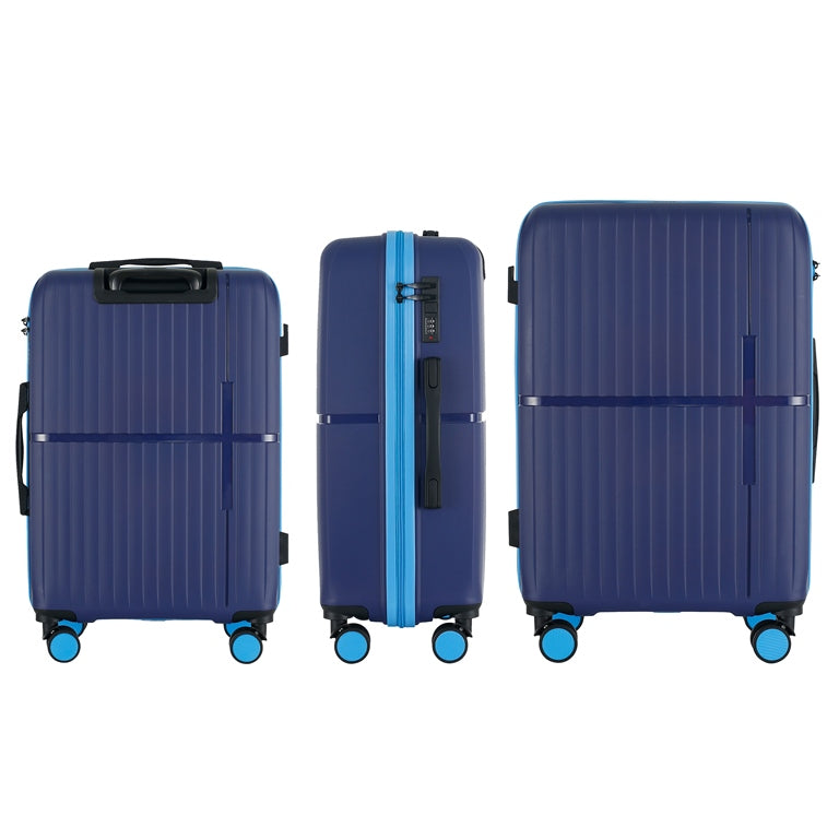 GALA 3 Piece Polycarbonate Luggage Set with TSA Lock - Navy Sky Blue