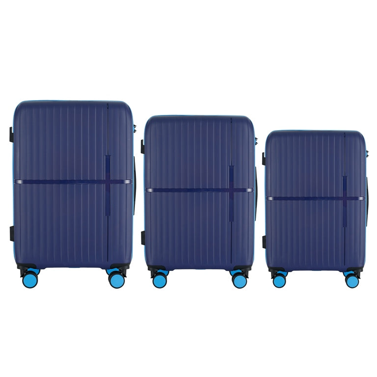 GALA 3 Piece Polycarbonate Luggage Set with TSA Lock - Navy Sky Blue