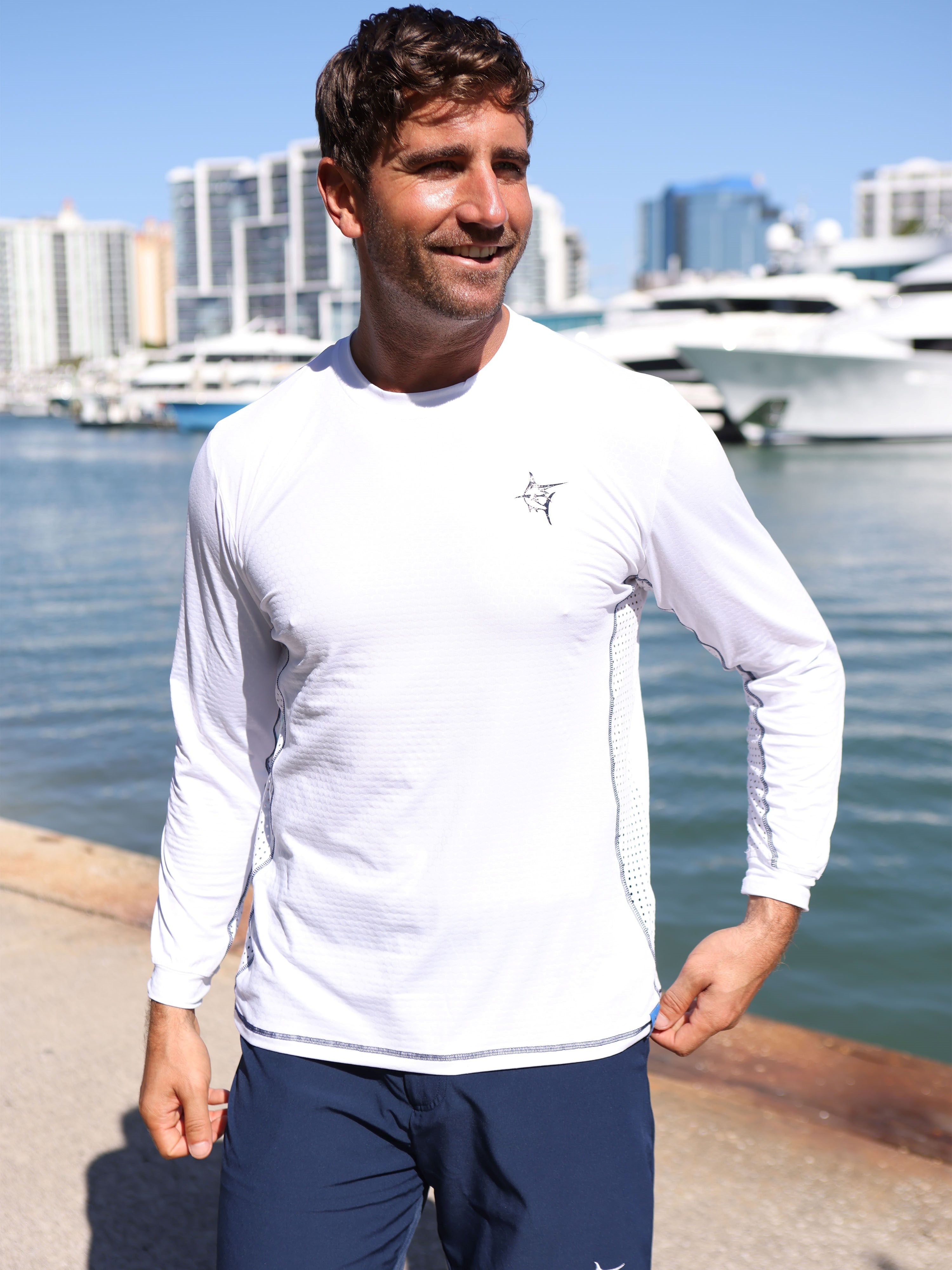 NautiFlex Performance Long Sleeve Shirt. White